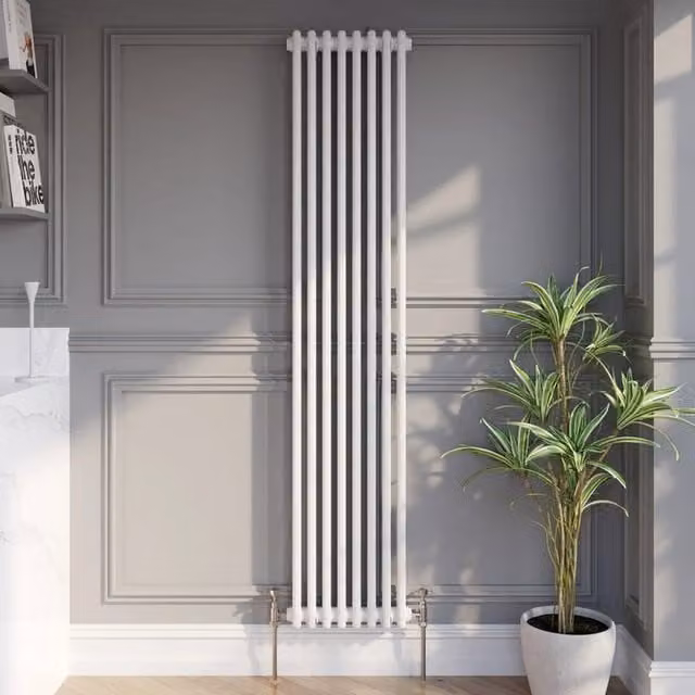 Temprazo White Steel Wall Column Radiator H: 60.5 cm, W: 30 cm, D: 7 cm