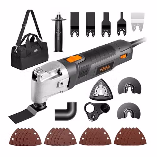VonHaus 300W Oscillating Multitool in Black with 30pc Accessory Kit and Hard Shell Case
