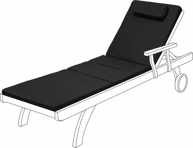 Gardenista Black Weatherproof and UV-Resistant Rectangular Outdoor Garden Sun Lounger Cushion Pad
