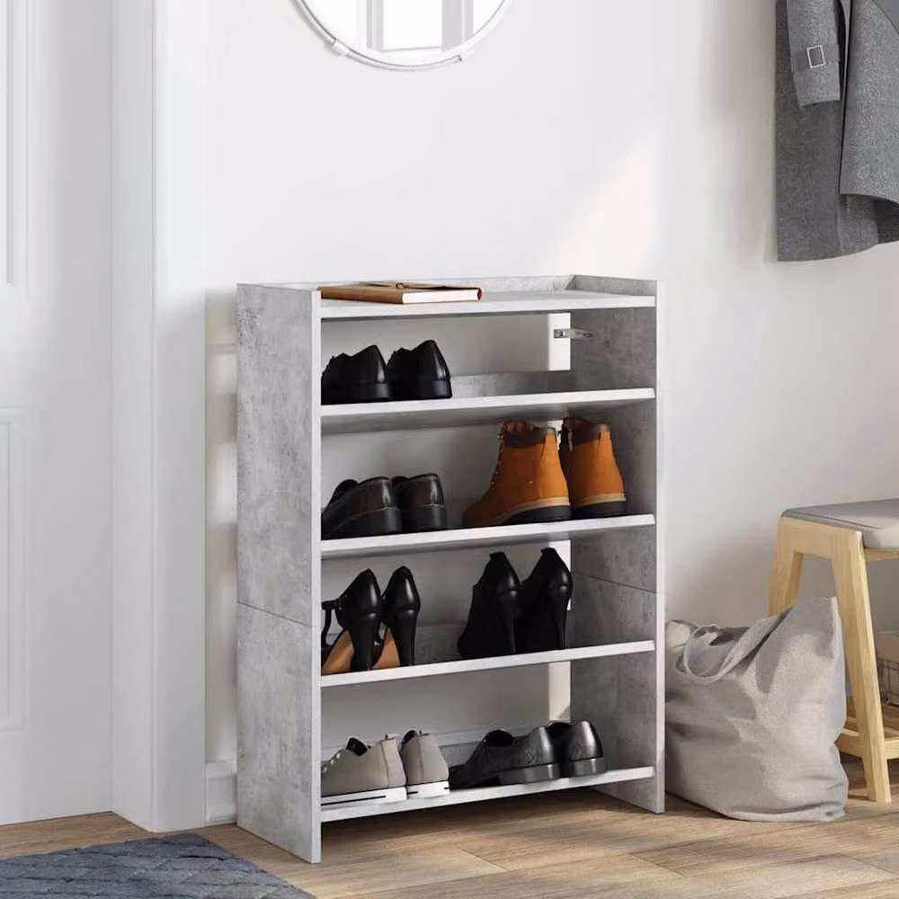 Berkfield Home Shoe Rack in Concrete Grey, W/D/H: 60 x 25 x 62 cm – 3