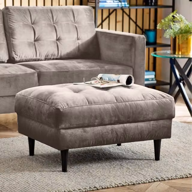 FurnitureboxUK Juno Velvet Footstool in Mink