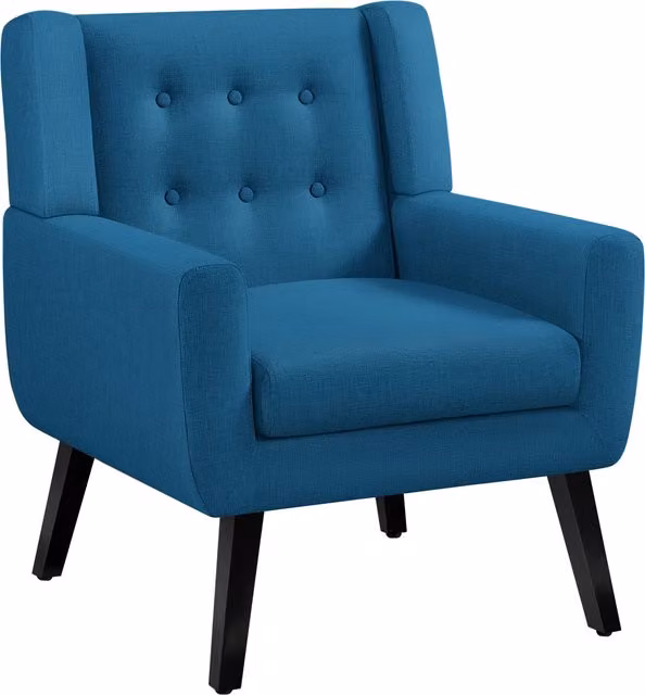 Yaheetech Mid-Century Blue Fabric Armchair with Armrests and Rubberwood Legs