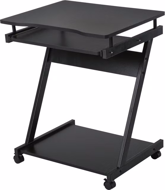 HOMCOM Compact Movable Computer Desk with Sliding Keyboard Tray and Castors, Black