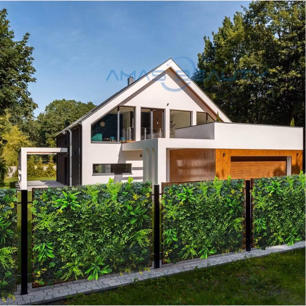 FLAVORA Reversible Indoor Outdoor Artificial Plant Wall Panels, Green, W: 1 m, D: 1 m – 3