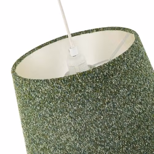 Happy Homewares Forest and Sage Green Textured Wool Fabric Cylinder Lamp Shade with Cream Inner Lining – 3