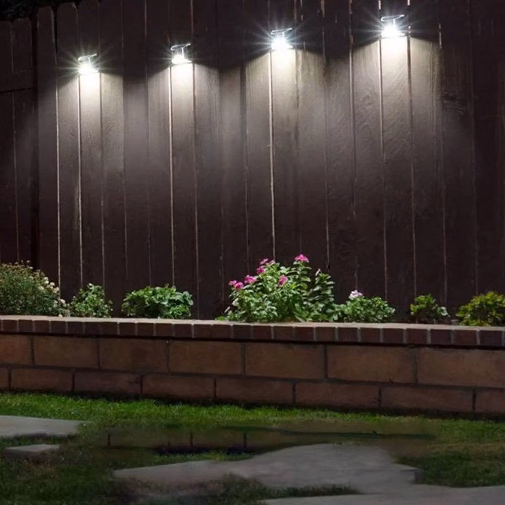 PAWNORA 4-Piece Solar LED Garden Wall Lights in Silver with Crystal Accents – 4