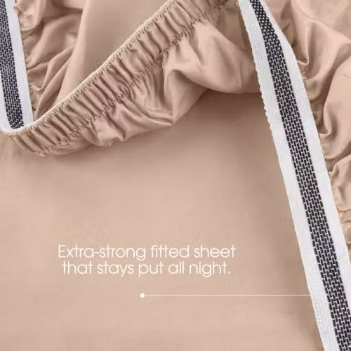 Bedable 100% Cotton Mako Sateen Deep Fitted Sheet, 460 Thread Count, Beige, W/D/H: 200 x 200 x 36 cm – 2