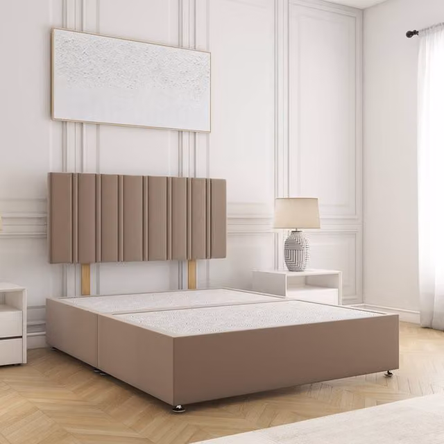 BSSPOKE Sienna Single Divan Bed with 24 inch Plush Velvet Headboard in Bronze