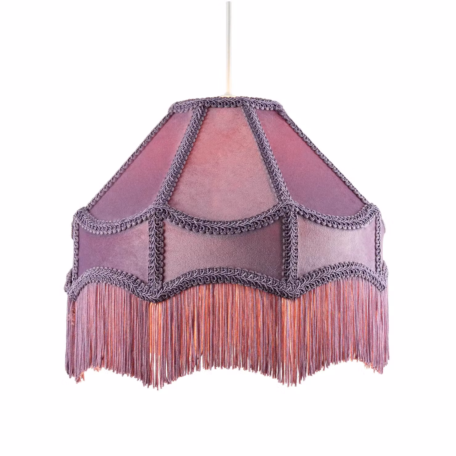 Happy Homewares Traditional Victorian Empire Soft Velvet Lamp Shade with Tassels in Lilac, Diameter: 30.48 cm – 2