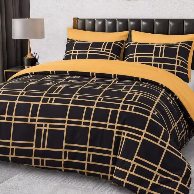 Grace Premium Microfibre Duvet Cover Set in Gold, Double, 140 x 200 cm – 1