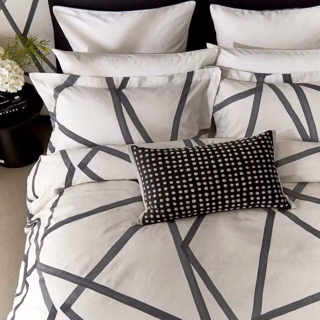 Harlequin Sumi Single Duvet Cover and Pillowcase Set in Grey, White and Anthracite, Mako Satin, Reversible – 1