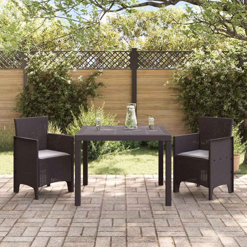 Berkfield Home Set of 3 Brown Plastic Resin Ergonomic Garden Dining Set – 3