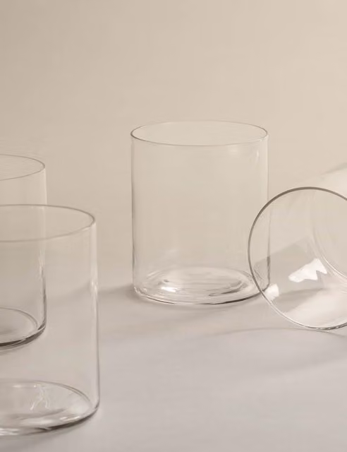 M&S Set of 4 Transparent Straight Sided Glass Tumblers