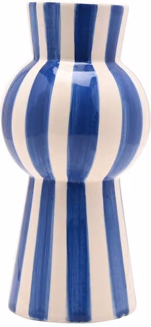 Hestia Blue and White Striped Ceramic Tall Tabletop Vase – 1