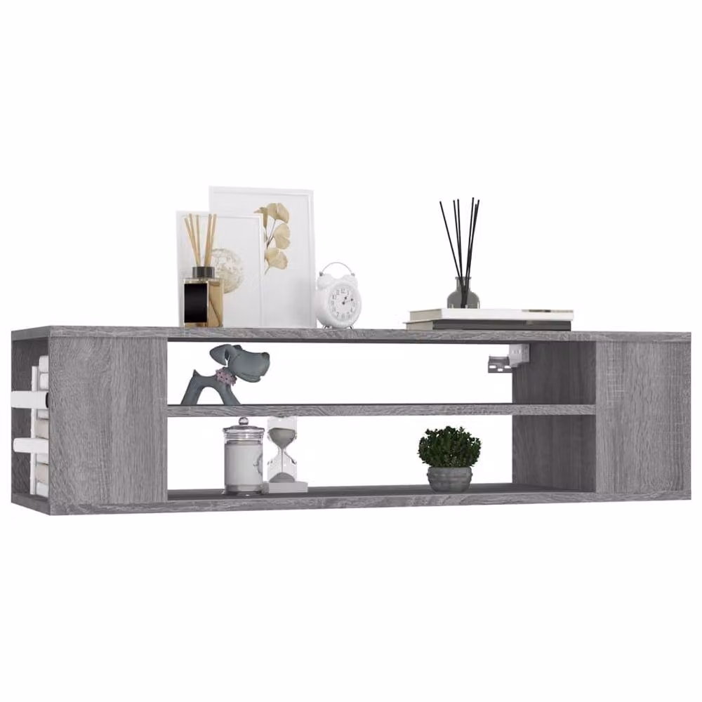 Berkfield Home Wall Mounted Hanging TV Cabinet in Grey Sonoma, W: 100 cm, D: 30 cm, H: 26.5 cm – 3