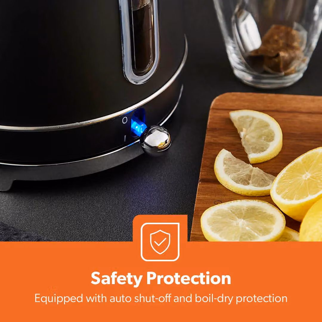 Geepas RetroVive 1.8 l Stainless Steel Electric Kettle with Auto Shut-Off and Limescale Filter, Black – 5