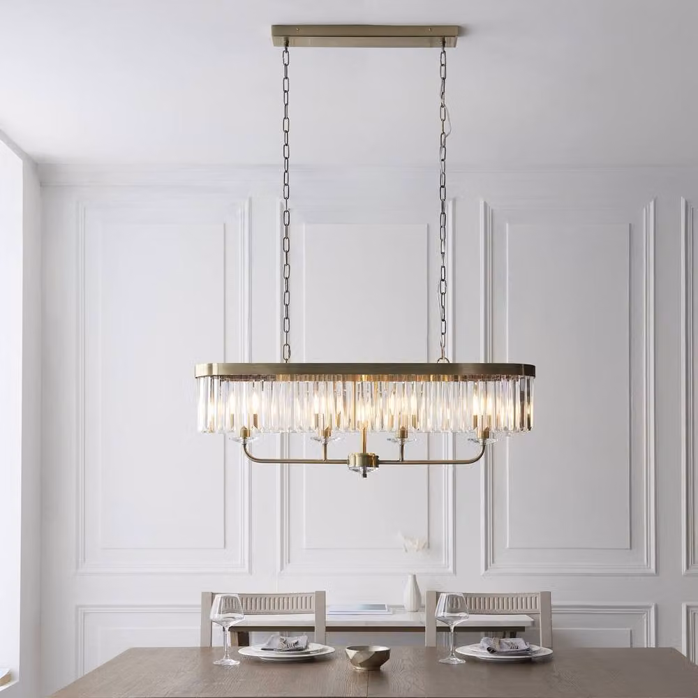 Netlighting Ascoli Bar Pendant Light in Gold and Brass with Transparent Cut Glass and 4 x 6W LED E14 Bulbs – 2