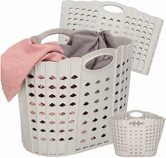 Havendro Grey Collapsible Plastic Laundry Basket with Handles