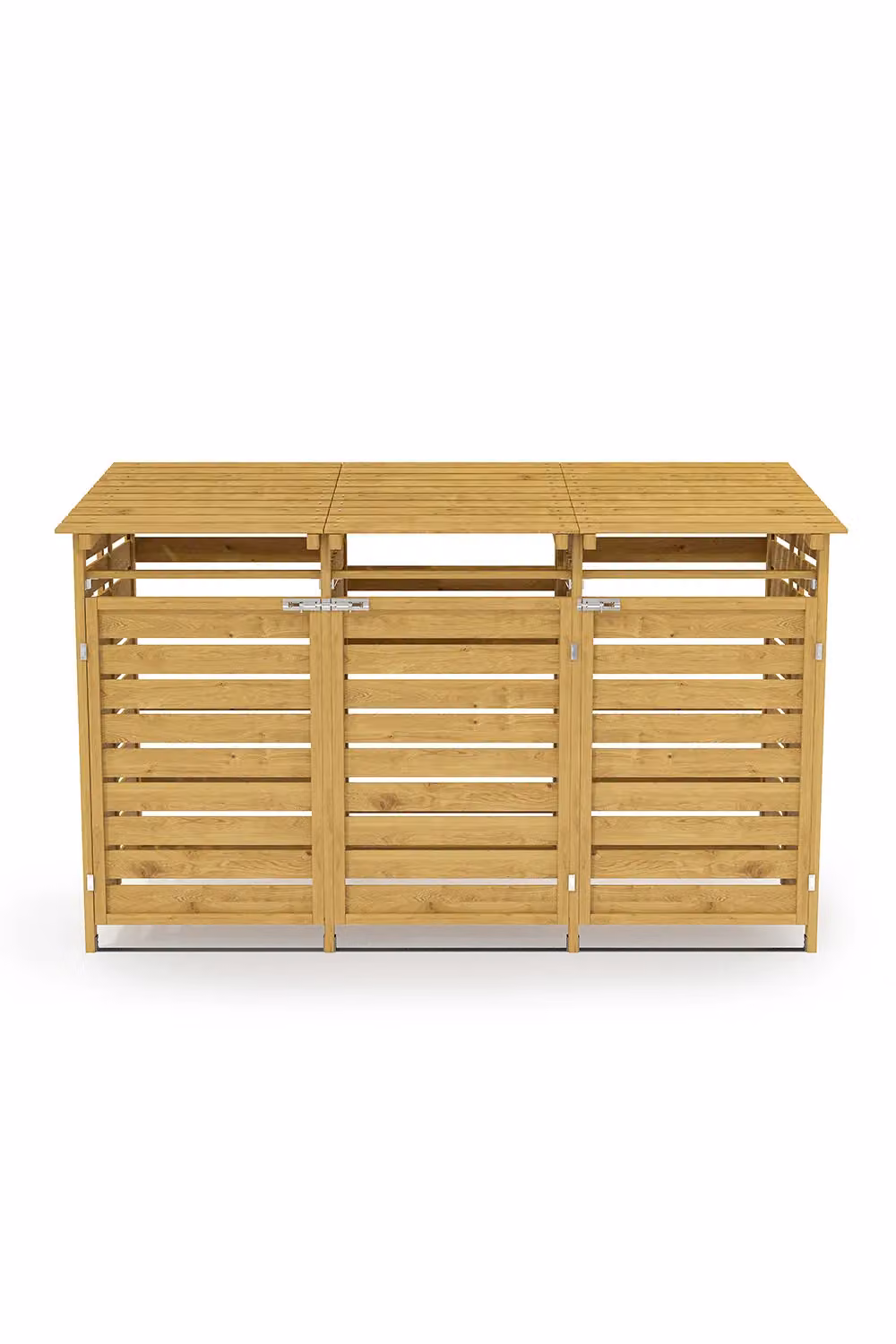 H&O Direct Brown Spruce Wood Outdoor Bin Store Storage Shed with Pent Roof, W/D/H: 198 x 122.5 x 86 cm – 3