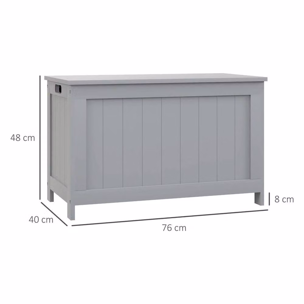 FORGEVIO Grey Modern Storage Bench Chest with 2 Safety Hinges, W/D/H: 48.0 x 35.3 x 35.3 cm – 2