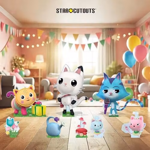 Star Cutouts SC4564 Gabby’s Dollhouse Pandy Paws, CatRat & Pillow Cat Multi Pack Multicolour Party Decorations Height: 56 cm – 4