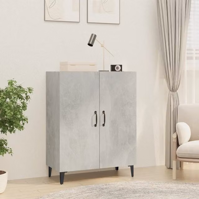 Berkfield Home Sideboard in Concrete Grey, W/D/H: 70 x 34 x 90 cm – 1