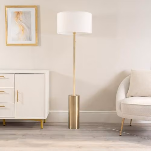 ValueLights Antique Brass Single Stem Rotary Dimmer Switch Floor Lamp Base in Gold/Brass, H 132 cm x W 15 cm x D 15 cm – 2