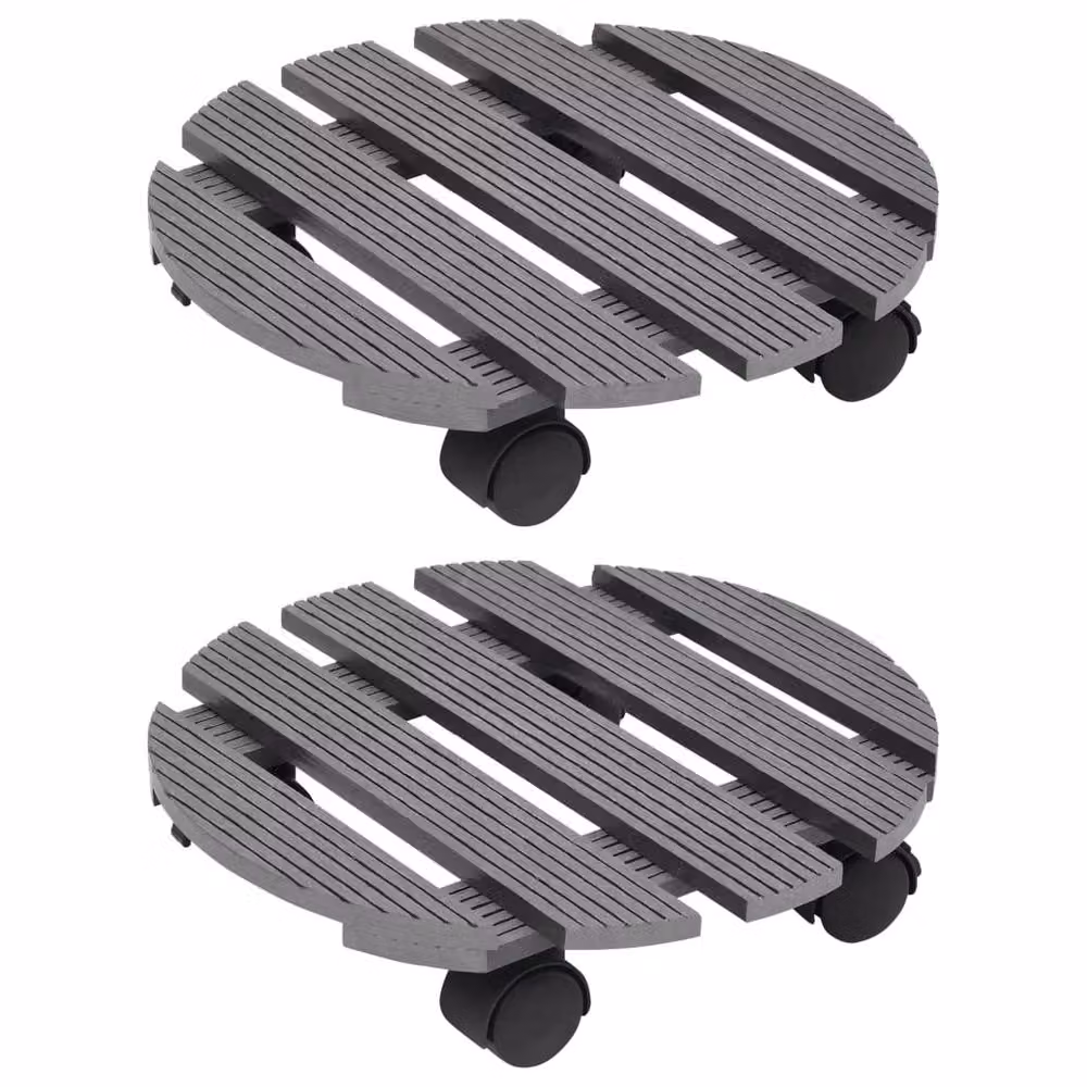 Berkfield Home WPC Plant Trolleys, 2 Pack, Grey, W: 30 cm, D: 7.5 cm – 2