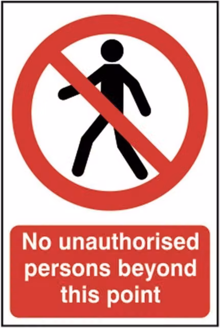 Multicolour Plastic Scan Sign: No Unauthorised Persons Beyond This Point (UK) – 1