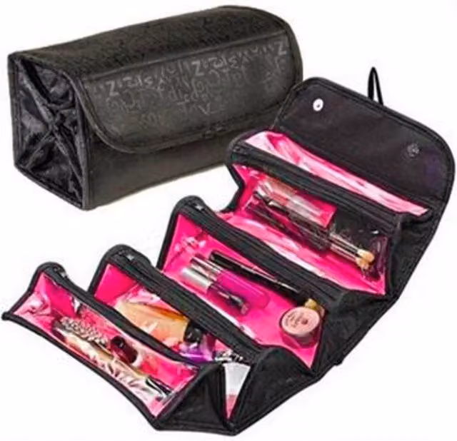 Charles William Triangle Travel Cosmetic Toiletry Case and Makeup Wash Bag in Black – 1