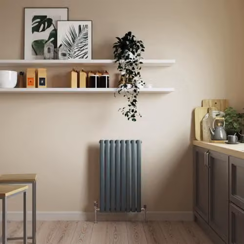UK Radiators Omeara Anthracite Elliptical Tube Horizontal Designer Radiator, W: 46.4 cm, H: 80 cm – 3
