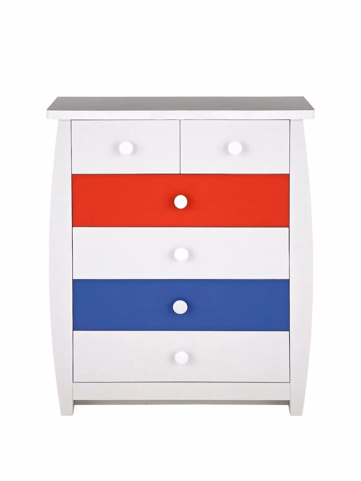 Orlando Fresh 4+2 Chest of Drawers in White, Blue and Red Striped Design