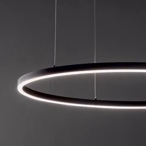 Netlighting Oracle Integrated LED Circle Ring Pendant Lamp in Black with 3000K Warm White Light – 2