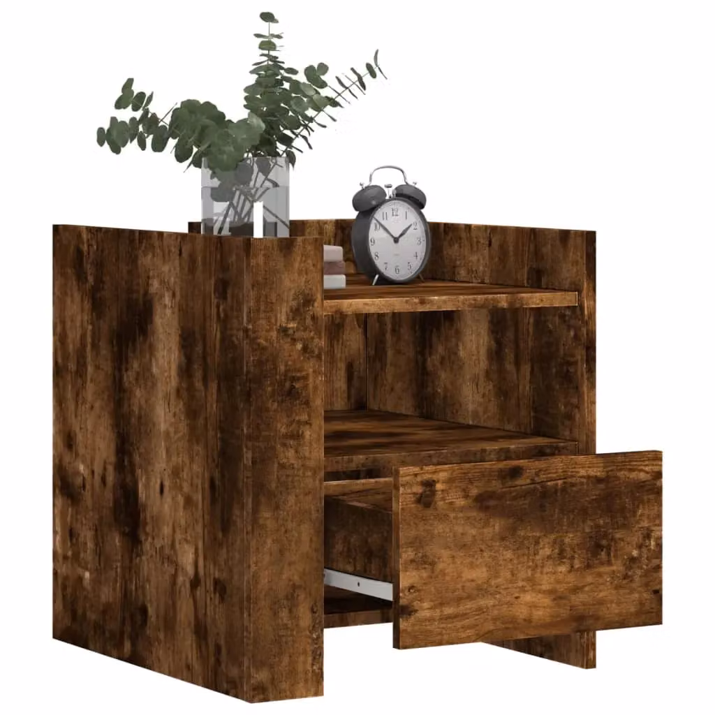 Berkfield Home Bedside Cabinet in Smoked Oak Brown, W/D/H: 45 x 50 x 50 cm – 3
