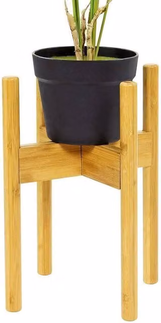 Havendro Adjustable Bamboo Plant Pot Stand in Natural Brown and Beige Wood for Indoor and Outdoor Use