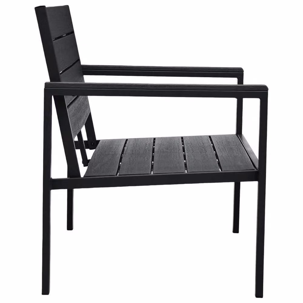 Berkfield Home Modern Garden Bench in Black Wood Look HDPE and Steel, Width: 120 cm – 3