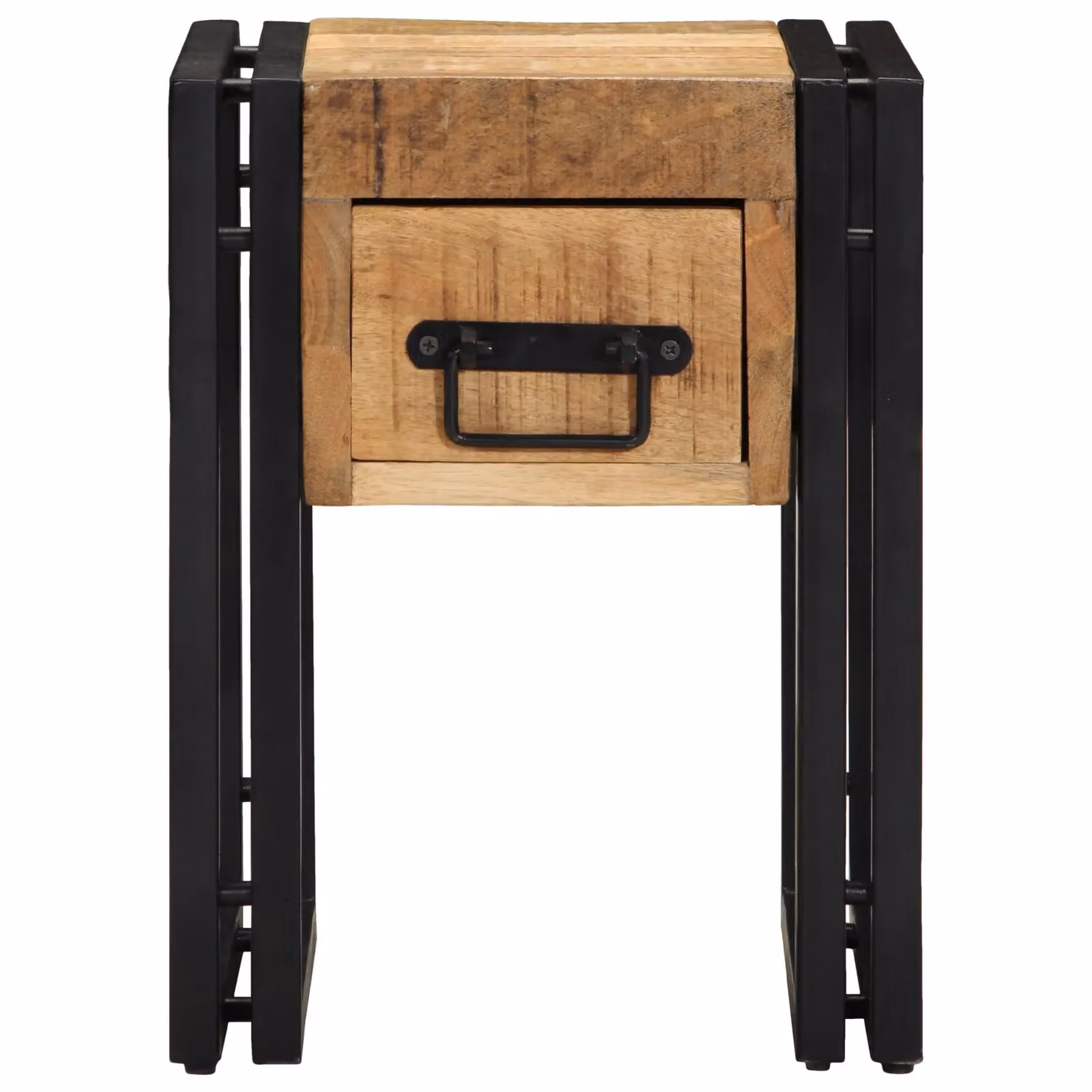 Berkfield Home Modern Square End Table with Drawer in Black and Brown Solid Mango Wood, W/D/H: 30 x 30 x 40 cm – 3