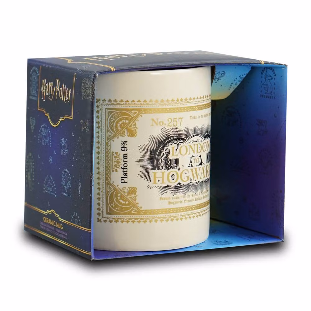 Half Moon Bay Harry Potter London to Hogwarts Ticket Ceramic Mug, Beige and Multicolour, 400ml – 2