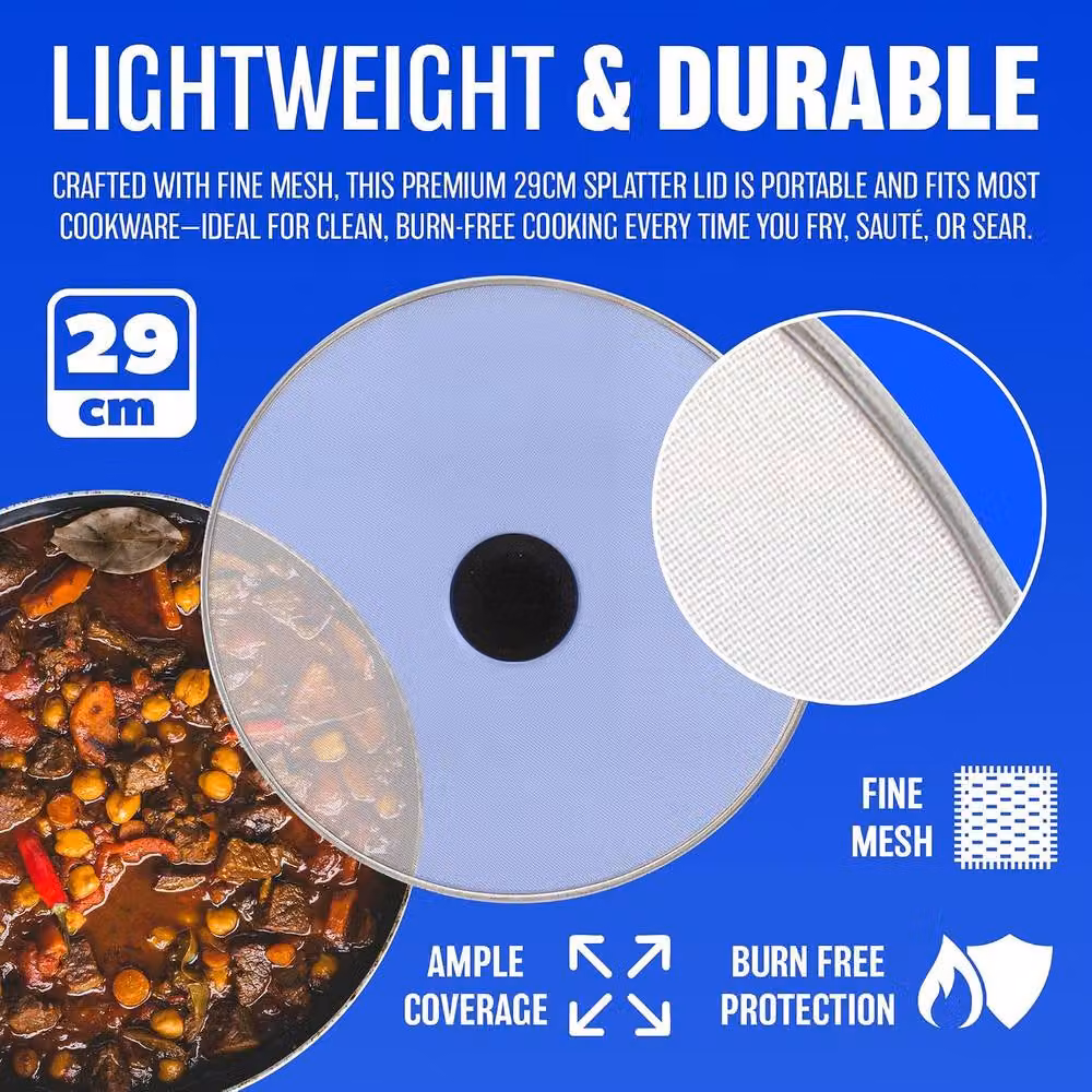 BARGAINS-GALORE Silver Metal Mesh Splatter Cover Lid for Frying Pans, Diameter: 29 cm – 3