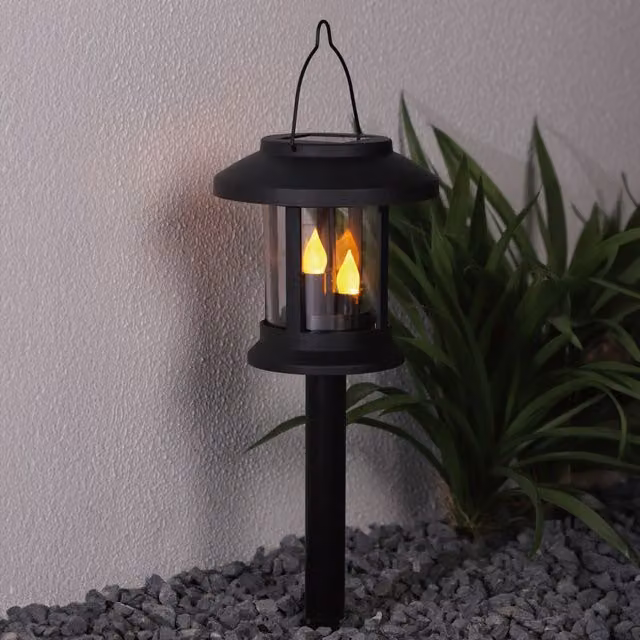 Trio Leuchten Solar Trio Flame Effect Stake Light in Black