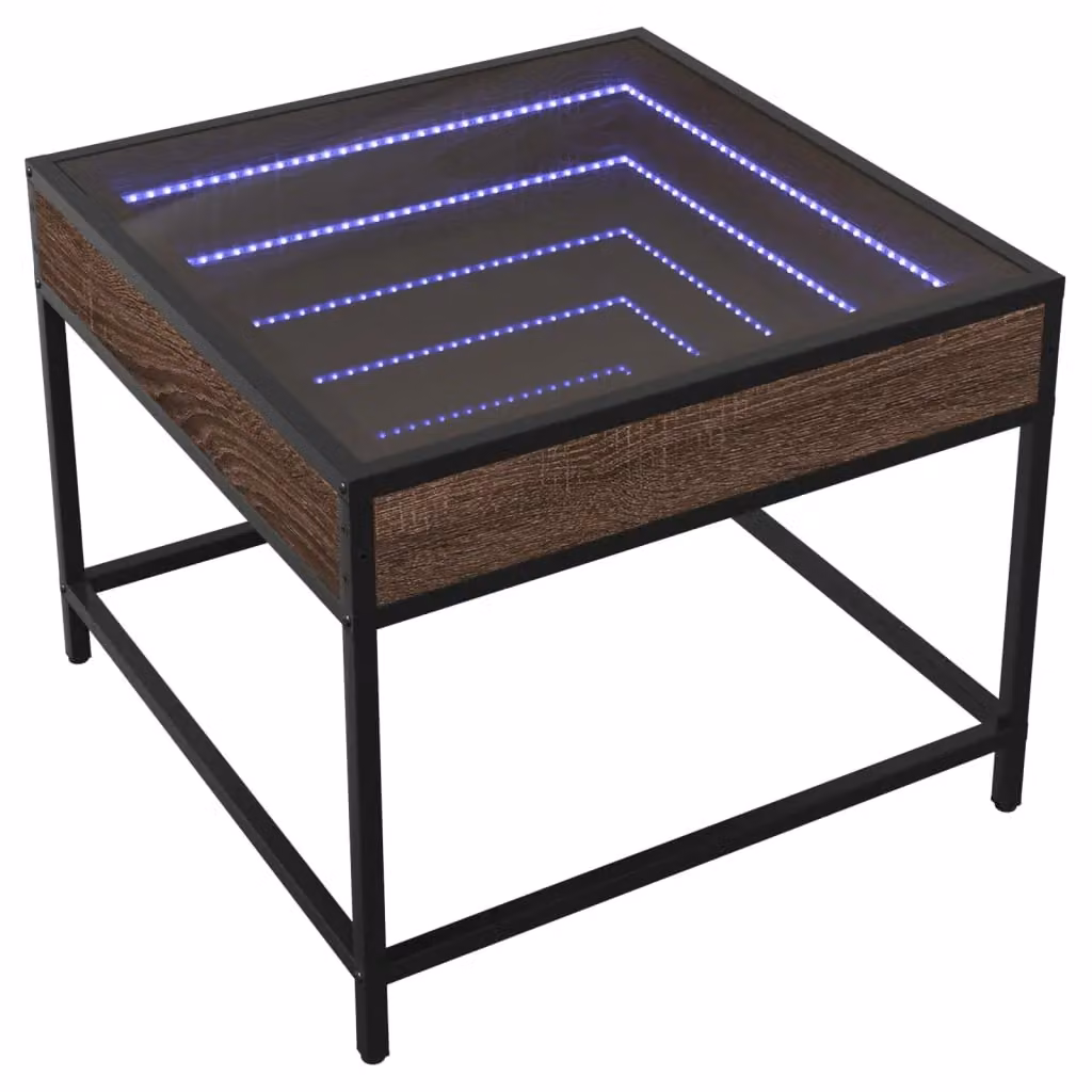 Berkfield Home Infinity LED Coffee Table in Brown Oak, W/D/H: 50 x 50 x 41 cm – 3