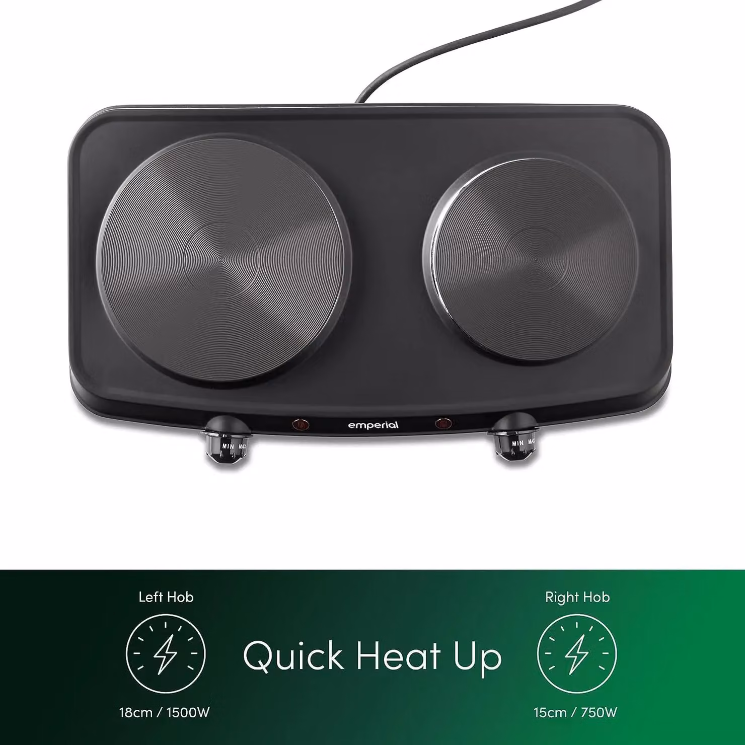 Emperial Double Electric Hot Plate Portable Table Top Cooker, 2250W, Black – 7