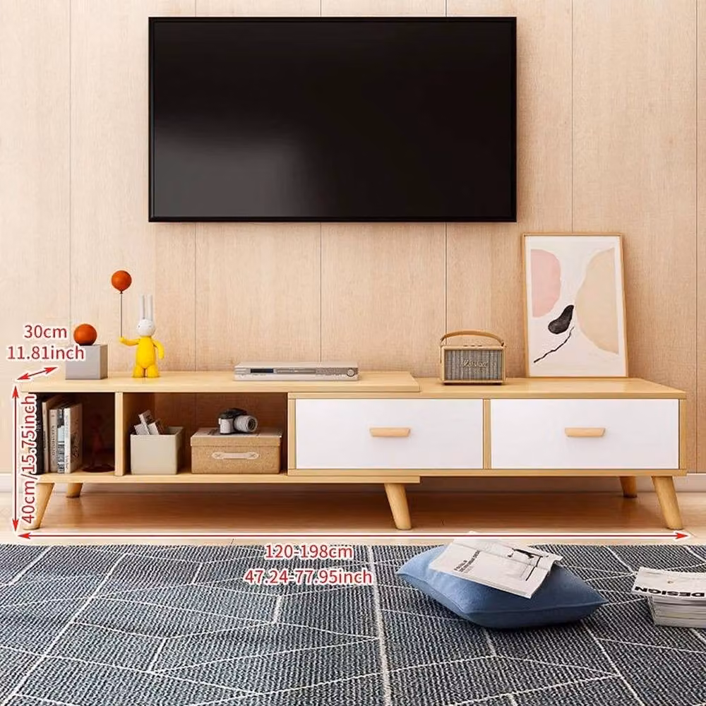 KORVIXA Scandinavian Wooden Media and TV Storage Cabinet in Beige, W/D/H: 100 x 100 x 100 cm – 2