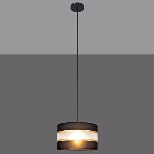 Netlighting Helam Helen Cylindrical Pendant Ceiling Light in Black and Gold/Brass, Diameter: 25 cm – 2