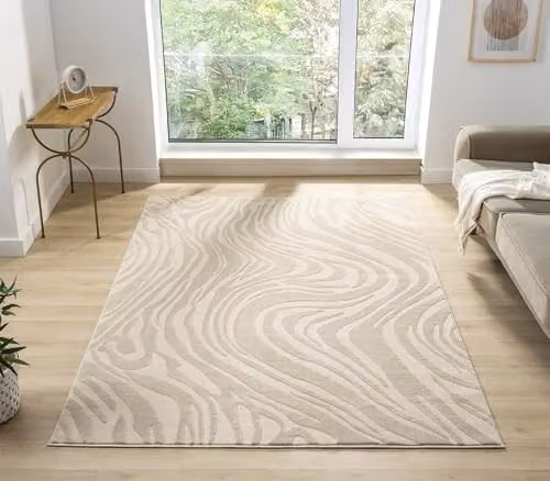 Desire Rugs Vellure Modern Living Room Area Rug in Beige, W: 160 cm, L: 230 cm