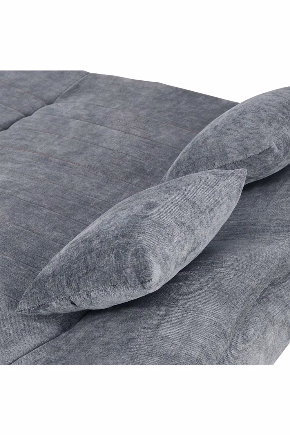 Livingandhome Grey Linen 2-Seater Click-Clack Convertible Sofa Bed with Scatter Cushions – 3