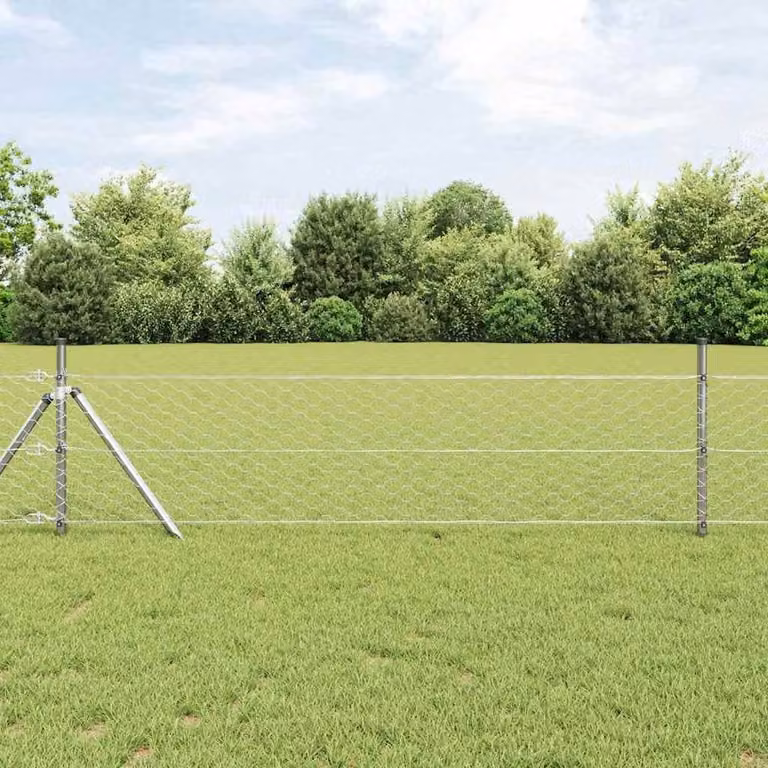 Berkfield Home Hexagon Fence, Galvanised Steel, Silver, W: 0.4 m, L: 10 m