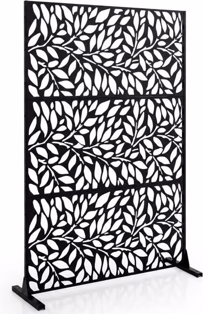 Costway Metal Outdoor Privacy Screen and Decorative Room Divider in Black, Height: 183 cm – 1