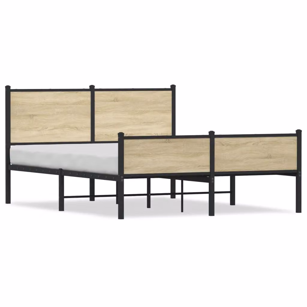 Berkfield Home Metal Bed Frame in Sonoma Oak Brown, King Size, W: 150 cm, L: 200 cm – 2