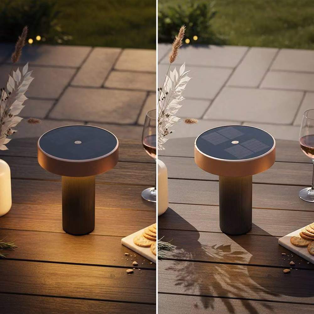 Briloner Poga Rechargeable LED Table Lamp with Solar Panel, Dimmable Touch Control, IP44 Weatherproof, Anthracite Bronze Metallic, H x W x D: 20 x 16 x 16 cm – 8